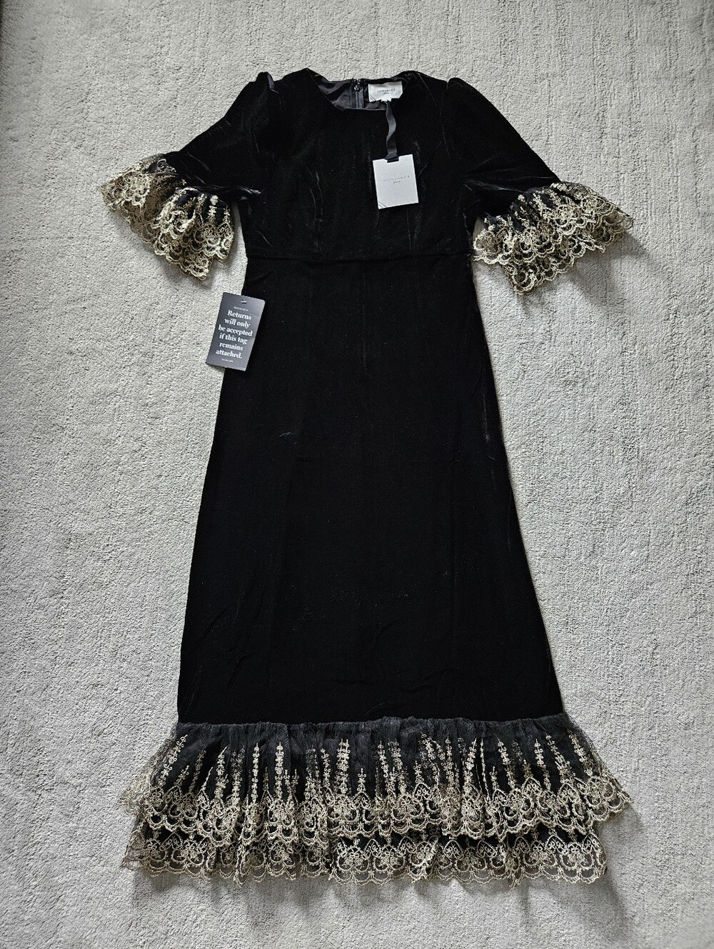 Pomander Place Black Velvet Lilith Dress Size Small